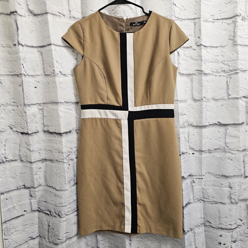 Chic Colorblock Mini Dress in Tan and Black